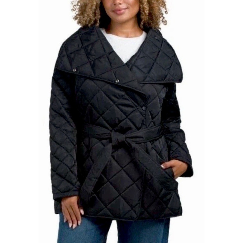 NWT Rebecca Minkoff Diamond Quilted Jacket Wrap Collar Women's M MSRP $268‎